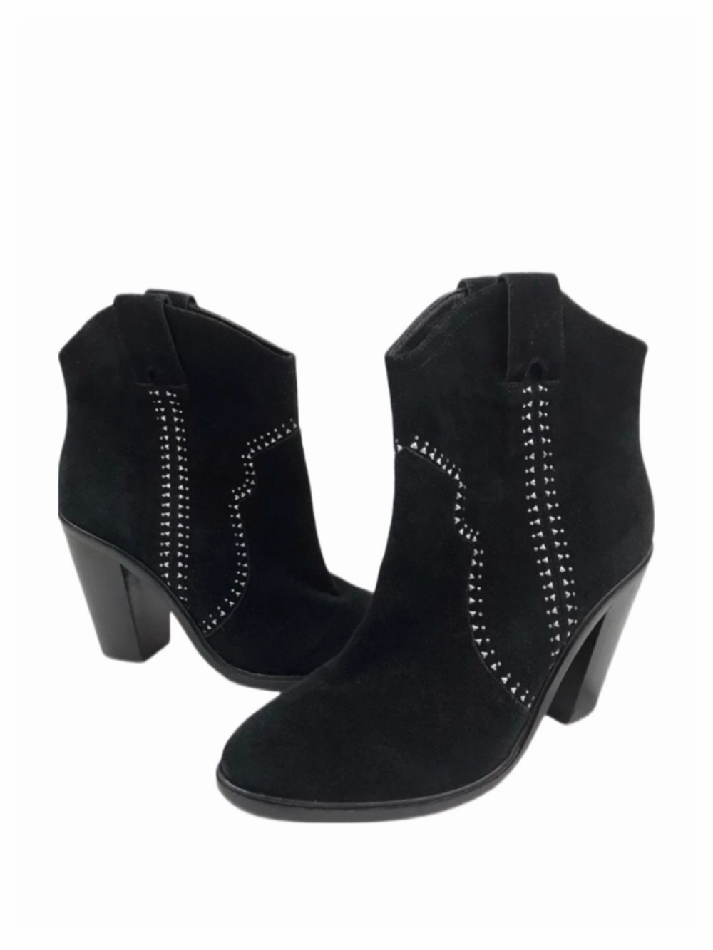 JOIE Monte Black Suede Studded Ankle Boots US 7 EU 38 Heeled Ankle Boots